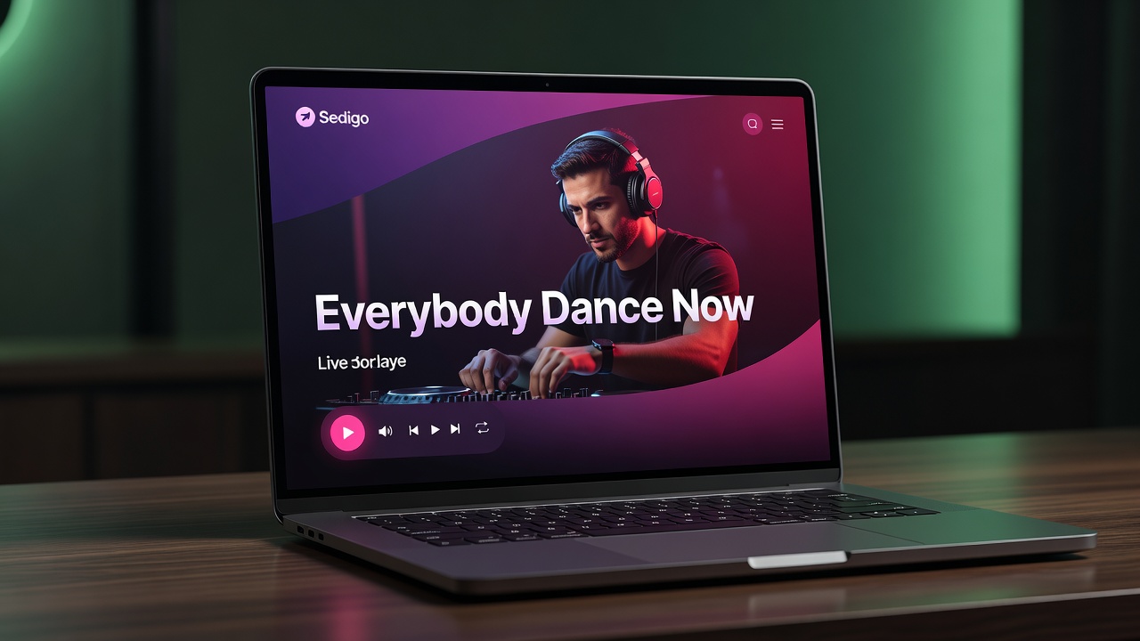 Design si creare site modern pentru radio online: player live, emisiuni, știri și design dark premium cu impact vizual puternic.